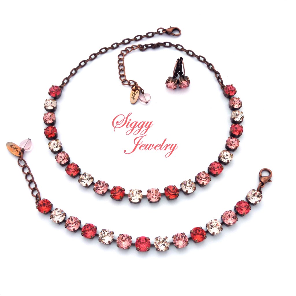 Swarovski Crystal Peach 3-Piece Jewelry Set 8mm 160$